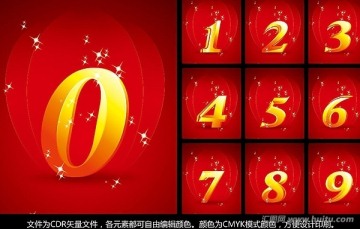 精品立體數(shù)字設計（紅色背景）
