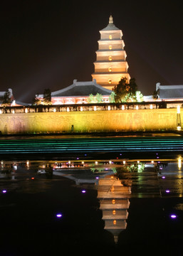 西安 大雁塔 喷泉 夜景