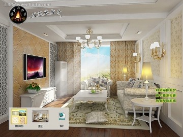 白色豪华欧式客厅效果图