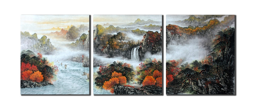 國畫秋景山水無框畫