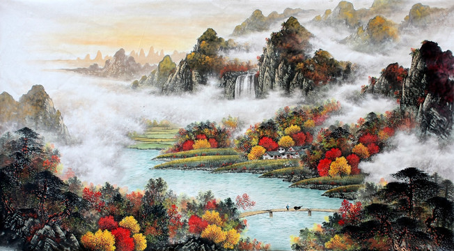 國(guó)畫秋景山水畫