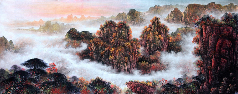國(guó)畫秋景山水畫