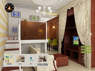 經(jīng)典小戶型微型住宅公寓客廳臥室效果圖