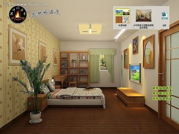 鄉(xiāng)村民房小別墅主臥臥室效果圖
