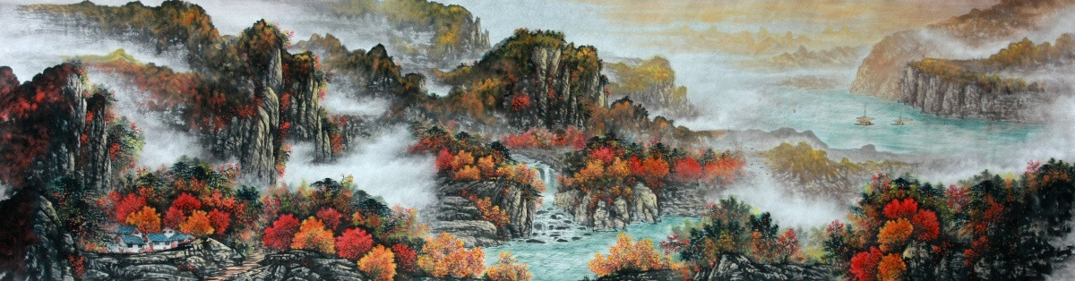 國(guó)畫秋景山水畫