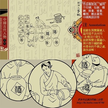 古代人物釀酒之裝壇