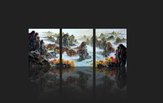 國(guó)畫秋景山水無框畫