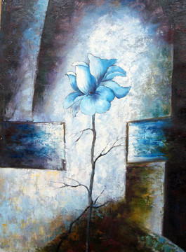 抽象花油畫