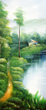 手繪風(fēng)景油畫
