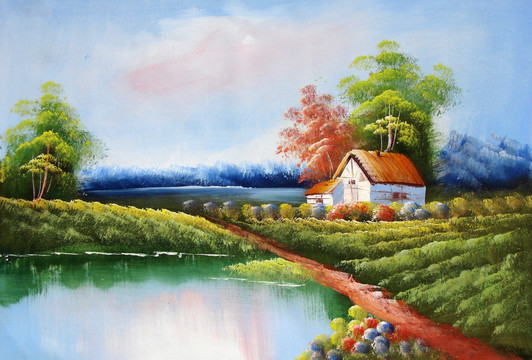 乡村风景油画