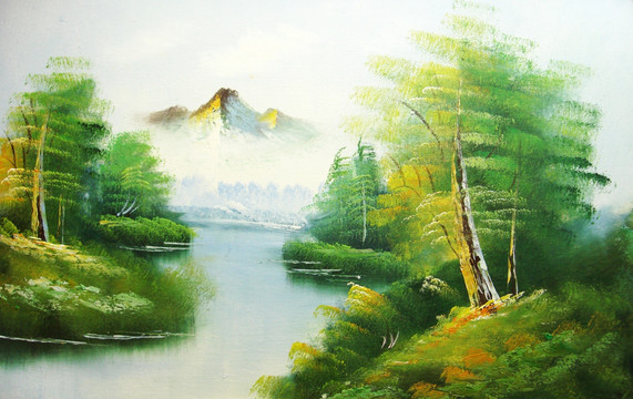 手繪風景油畫