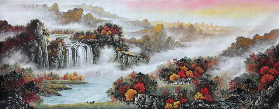 國(guó)畫(huà)秋景山水畫(huà)