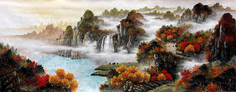 國(guó)畫(huà)秋景山水畫(huà)