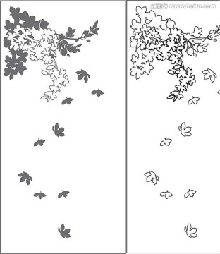 屏风背景花条类雕刻图