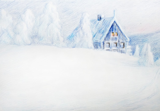 手繪雪景