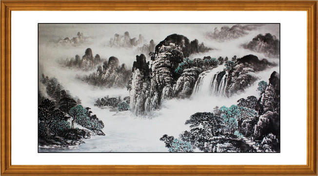 國(guó)畫淡彩山水畫