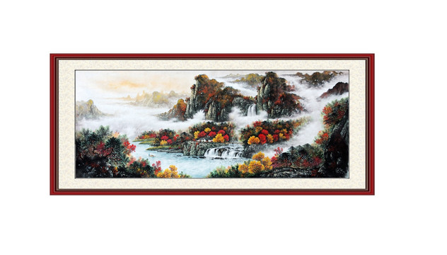 國畫秋景山水畫