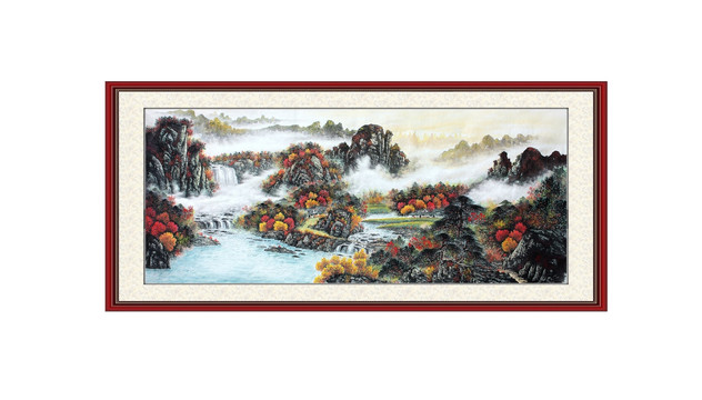 國畫秋景山水畫