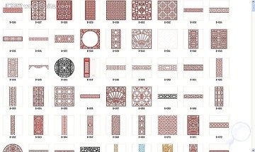 木雕镂空雕花移门400多张矢量图库