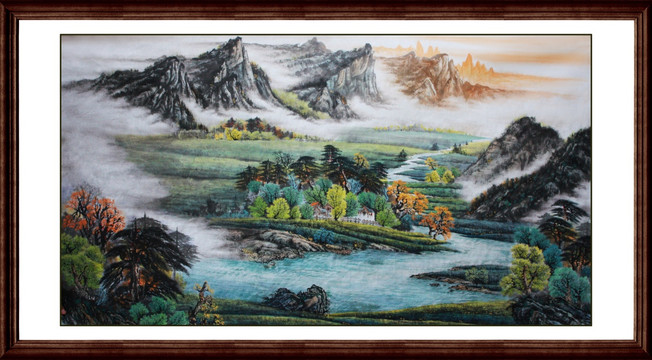 國畫春景山水畫