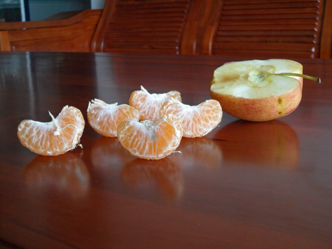橘瓤 切开的苹果