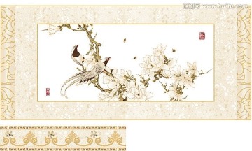 國(guó)畫(huà) 瓷片 腰線 花片（通道分色）