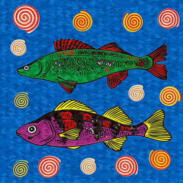 油畫 魚