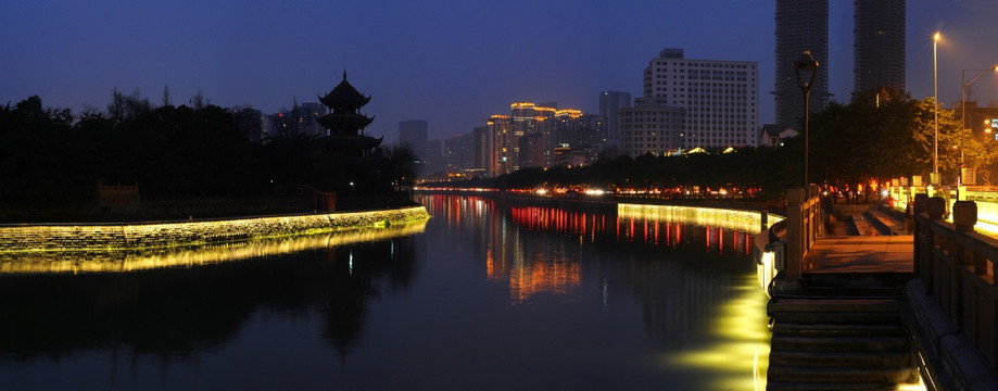 望江楼锦江夜景接片