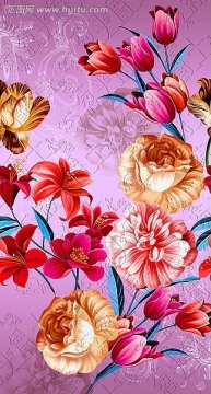 蔥頭爵士花卉圖案素材