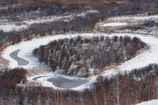 根河湿地 冰雪消融