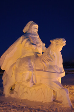 雪雕 蒙古骑兵