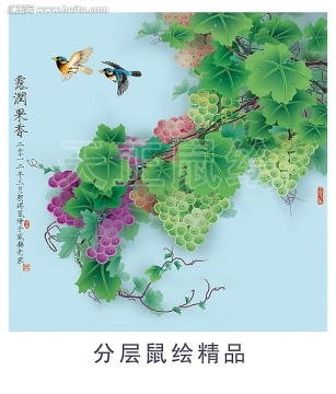 手繪葡萄 工筆鼠繪