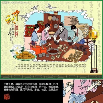中秋节 月饼包装 海报 挂画 装饰画