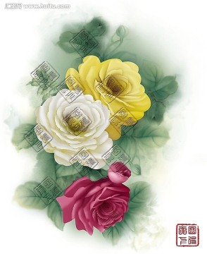 黃玫瑰花（通道分層）