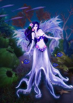 奇幻插畫 水中女妖