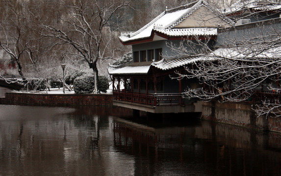 公园雪景