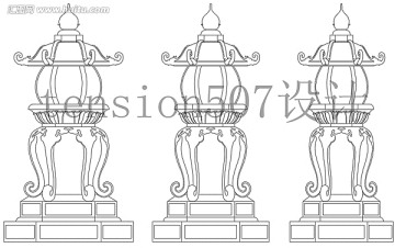 寺庙灯笼CAD