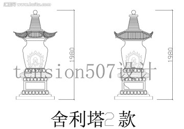 寺庙舍利塔CAD