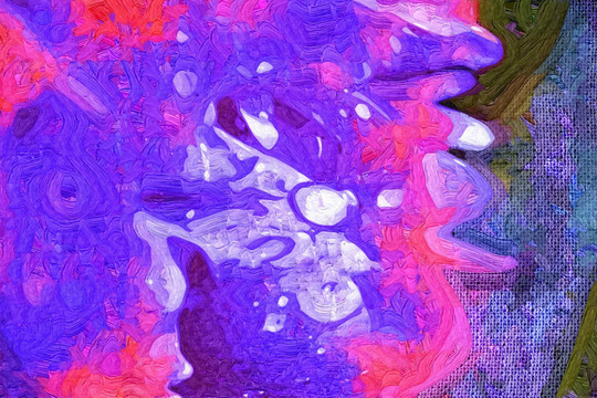 菊葉 特寫 油畫