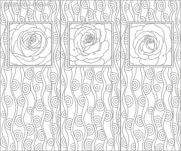 雕刻图矢量图线条图 玫瑰花壁纸