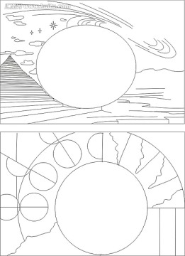 浴鏡裝飾鏡矢量雕刻圖案 圓鏡 幾何圖案