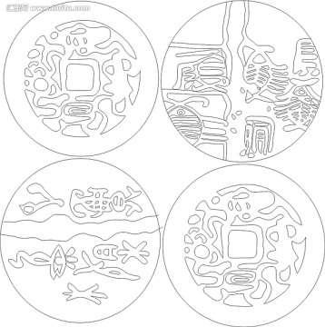 邊花角化矢量雕刻圖案