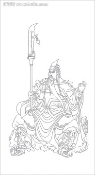 矢量圖雕刻圖線條圖 關(guān)云長關(guān)羽關(guān)公