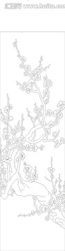 矢量圖線條圖雕刻圖 梅花圖
