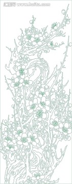 矢量圖線條圖雕刻圖 梅花