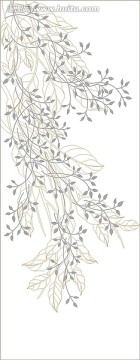 玻璃雕刻圖矢量圖線條圖 藤蔓枝葉背景