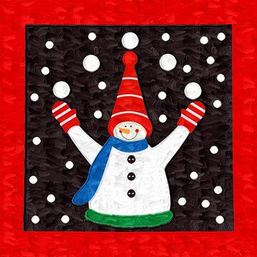 裝飾畫 無(wú)框畫 油畫 雪人