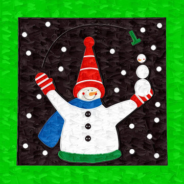 裝飾畫 無框畫 油畫 雪人