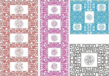 玻璃雕刻圖矢量圖線條圖 鴻福齊天
