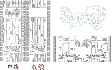 玻璃雕刻圖矢量圖線條圖 懷古之旅